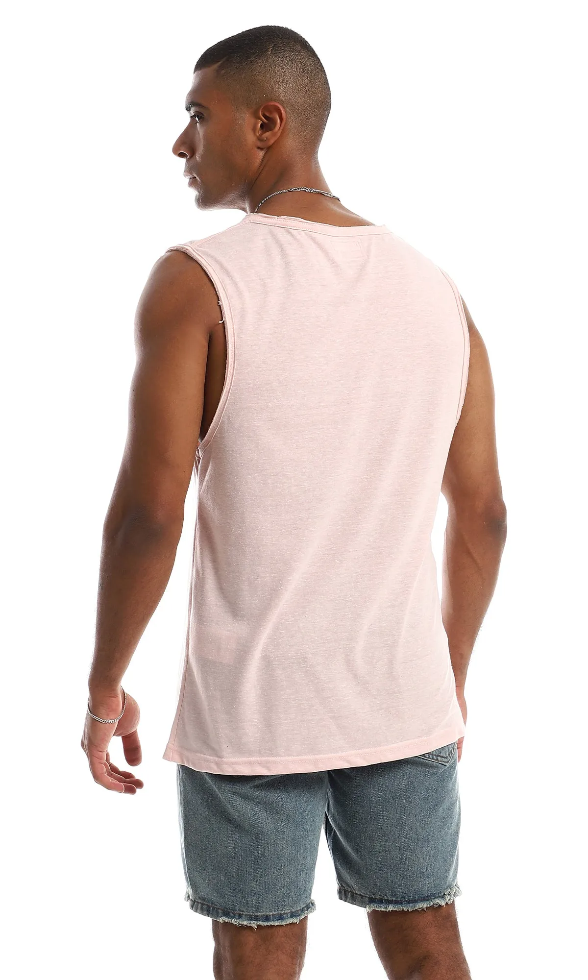 98922 Slip On Cotton Tank Top With Side Pocket - Light Simon