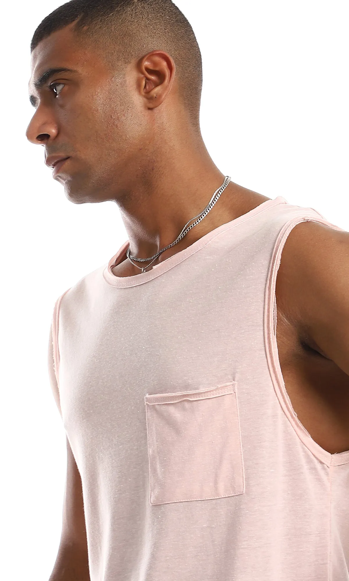 98922 Slip On Cotton Tank Top With Side Pocket - Light Simon