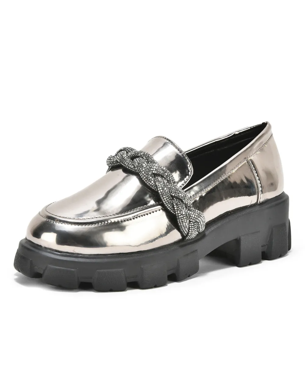Silver Slip-on Rhine Strap Loafers
