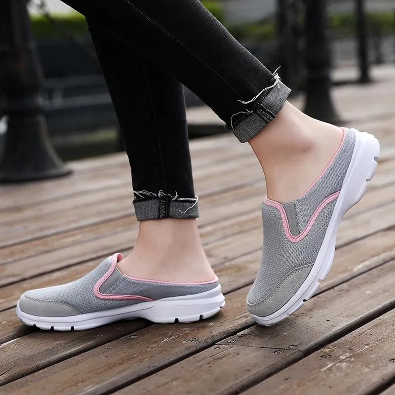 Women Mesh Half-Sneakers - Lightweight  Slip-on